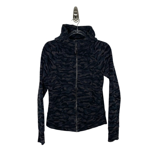 lululemon |Scuba Hoodie Light Cotton Fleece Sequoia Camo Print Deep Coal Black 6 - Picture 1 of 4
